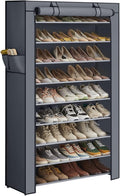 SONGMICS Zapatero de 10 niveles, zapatero con cubierta antipolvo, organizador de zapatos independiente para armario y entrada, con capacidad para 40-50 pares de zapatos, para zapatillas y tacones altos, gris URXJ36G 