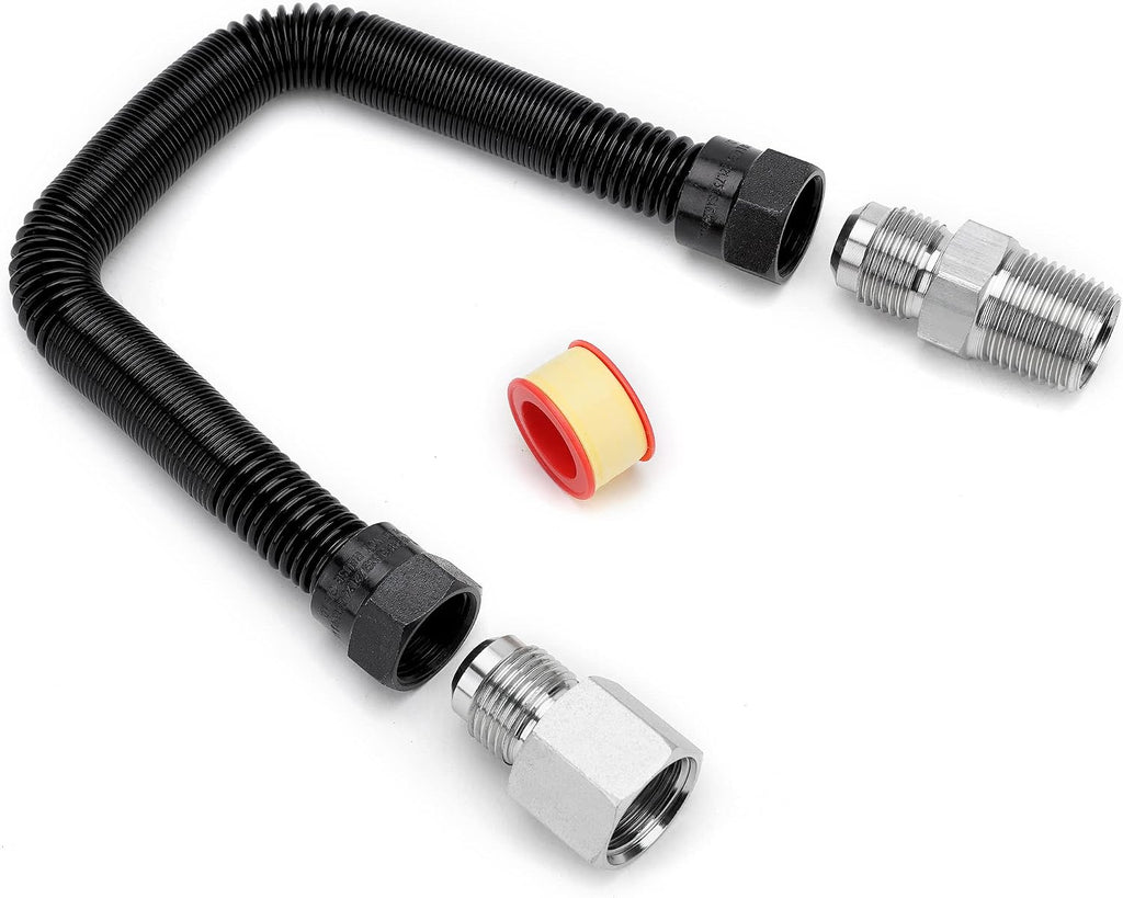 Kit de conectores flexibles Stanbroil de 1/2" de diámetro exterior x 3/8" de diámetro interior y 12" de longitud, sin silbato, para fogatas y chimeneas de gas natural o propano.