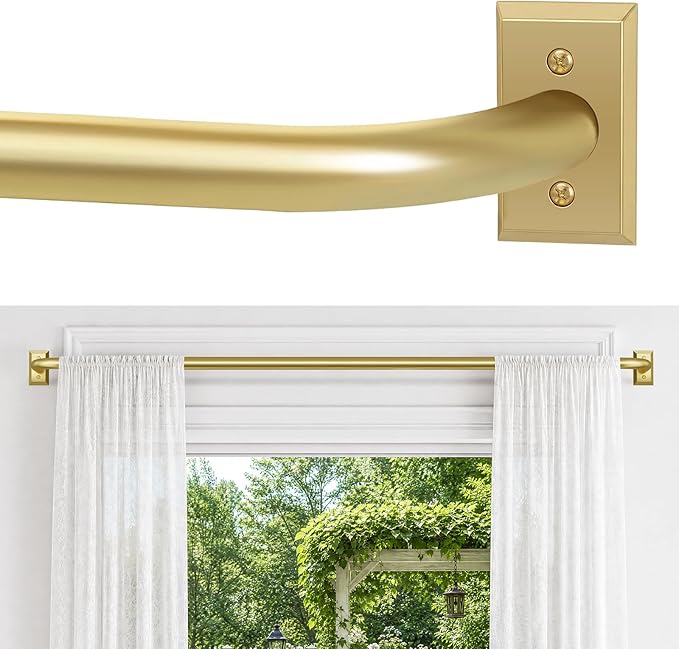 Barra de cortina dorada, cortinero para oscurecer la habitación para ventanas de 28 a 48 pulgadas (2.3 a 4 pies), barras de cortina envolventes, cortinas opacas resistentes, barra decorativa