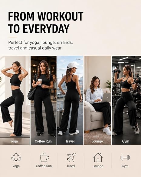 pantalones de pierna ancha, cintura alta, elásticos, cómodos, sin costuras frontales, pantalones deportivos de yoga y entrenamiento