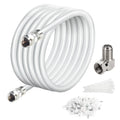 Cable Coaxial RG6 Elecan 7.6m con Conectores | Cuádruple Blindaje, Alta Velocidad 3 GHz, para TV Digital e Internet, con Adaptador, Amarras y Clips, Blanco