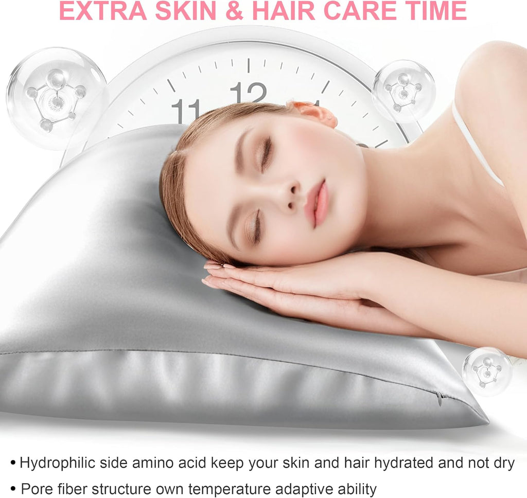 Fundas de almohada de seda Mulberry, paquete de 2, tamaño estándar de 20x26 pulgadas con cremallera oculta, ultrasuaves y transpirables, juego de 2 fundas de almohada de satén de seda, ideales para el cabello y la piel, regalos para hombres y mujeres.