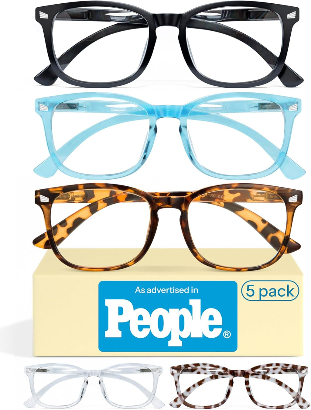 Lentes de Lectura CCVOO 2.0 para Mujer – Paquete de 5 con Filtro de Luz Azul