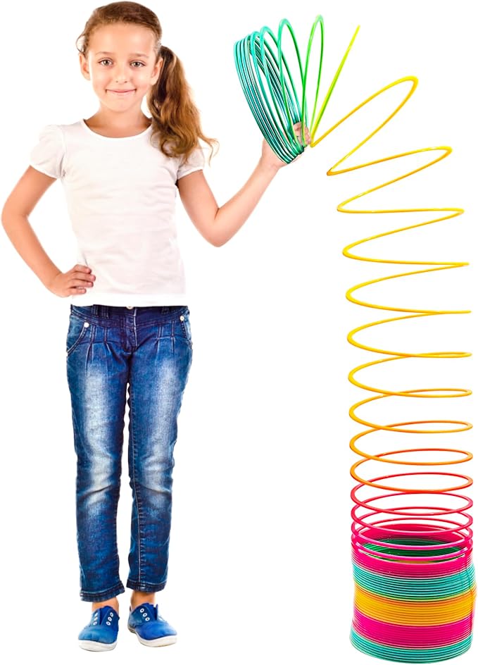 Slinkie - Juguetes gigantes de resorte helicoidal para niños, 6 pulgadas, gigante, arco iris, para regalo, gran novedad, juguetes de resortes enormes para fiesta de cumpleaños, divertido juguete