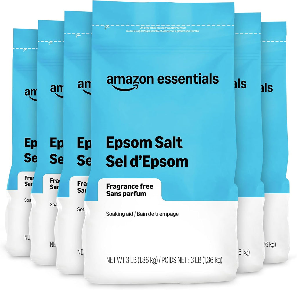 Sales de Epsom Amazon Essentials – Sulfato de Magnesio USP 3 lb, Relajación Muscular y Baño de Pies