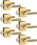 Paquete 6 Manijas de Puerta Privacía Bronce Champagne Asidrama, Palanca Puerta con Perillas Interior para Dormitorio o Baño, Manijas Resistentes con Cerraduras Puertas Izquierda Derecha