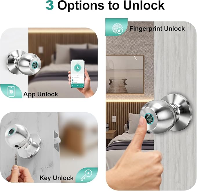 Cerradura inteligente de puerta con huella digital, aplicación Tuya, entrada sin llave, bloqueo automático, níquel satinado