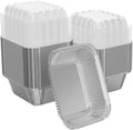 iHomeSet 100 Bandejas de Aluminio Desechables 1 lb con Tapa Plástica | Envases 16 oz para Catering y Hornear