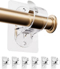 ANDGOO Pack de 6 Soportes Adhesivos para Barra de Cortina | Sin Perforar, Ideal para Inquilinos | Ajusta Barras de 0.5 a 1.2 pulgadas, Uso Rudo