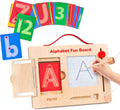 Tablero de madera para trazar letras JoyCat para niños pequeños de 3 a 5 años, tablero magnético para practicar la escritura del alfabeto y los números con 36 tarjetas de doble cara, juguete reutilizable para la escritura en edad preescolar