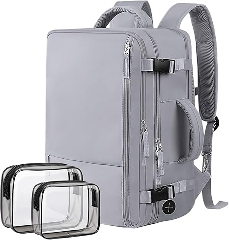 Mochila de viaje para mujeres y hombres, mochila grande de transporte personal, mochila para laptop aprobada por TSA para vuelos, Gris, Grande, Mochilas de viaje