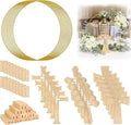 Mototo 48 piezas de centros de mesa de madera con cruz de pie para bautizos. Decoración para centros de mesa de bautizos. Incluye 16 cruces de madera con base y 16 aros florales de metal dorado con soporte de madera. Decoración de mesa para bodas