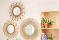 Set de 3 Espejos de Pared de Ratán Natural – Vidrio de 6cm, Tejidos a Mano, Estilo Boho