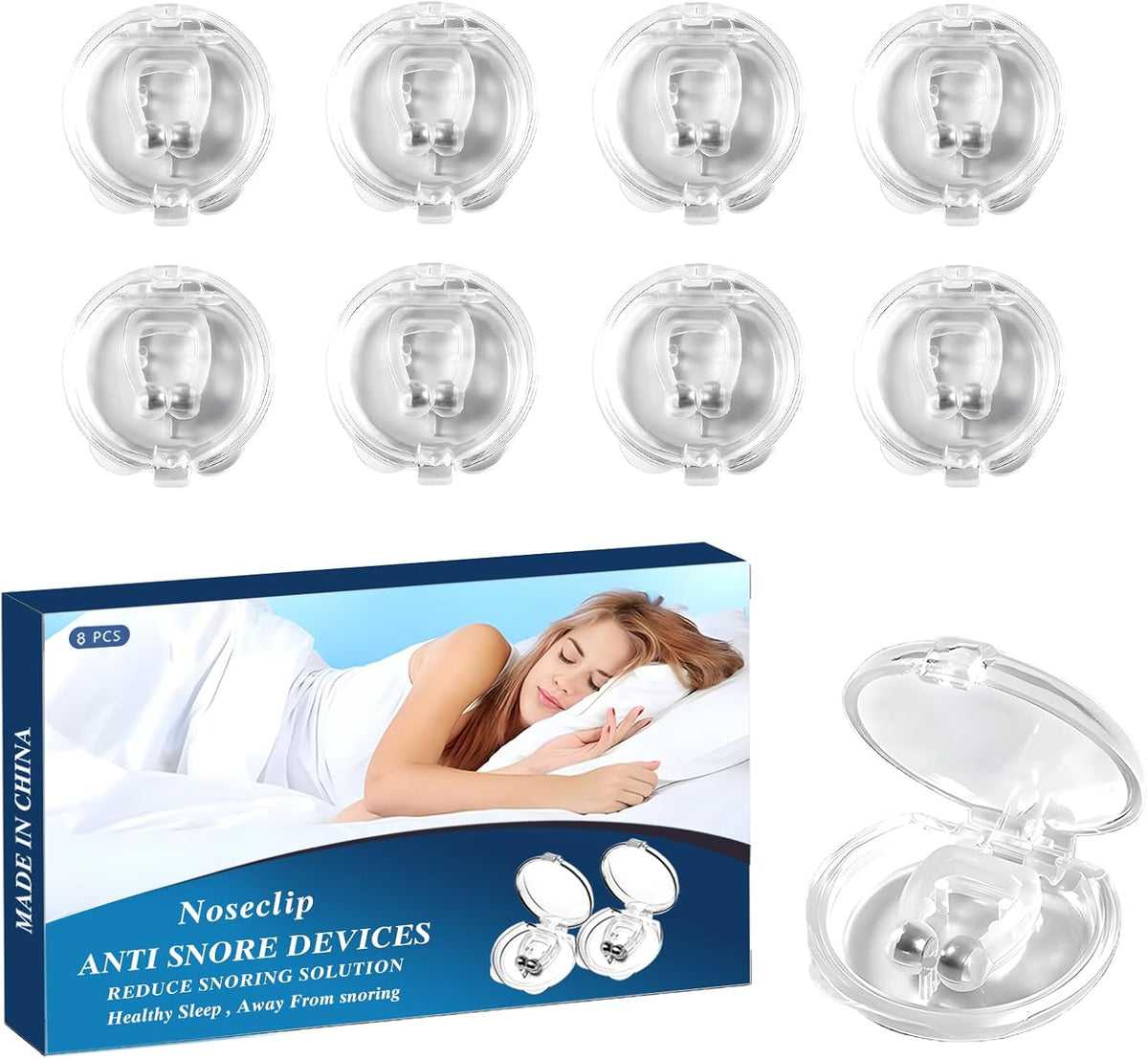 Milumber Clips Nasales Magnéticos Antironquidos – Solución para Dormir Más Cómodo y Silencioso (8 unidades)