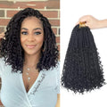 Extensiones Crochet Box Braids Goddess con Puntas Rizadas – 30.5 cm, 8 Paquetes 3X, Color 1B – Cabello Sintético para Mujeres