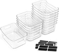 12 PACK Clear Plastic Storage Bins, Kitchen Cabinet Pantry Organizer Bins | Crystal-clear, Thicker, BPA Free, 12 Stickers - Multi-Use Containers for Home, Office, Shelf, Cupboard, Fridge Organization