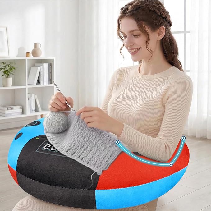 Almohada de Tejido Crochet con Soporte Ergonómico para Falda – 12 Estilos, Alivio de Dolor y Fatiga