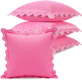 Novabright Paquete de 4 fundas de almohada impermeables para exteriores, fundas decorativas de estilo rústico para jardín, fundas de cojín festoneadas para patio, porche, tienda de campaña, sofá, sala de estar (rosa, 45 x 45 cm)