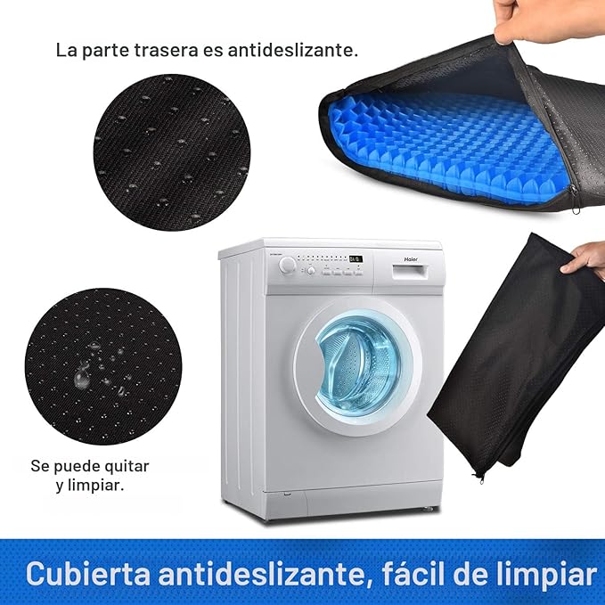 Cojín de asiento de gel, cojín de asiento de enfriamiento (súper grande y grueso), diseño de panal transpirable que absorbe los puntos de presión, cojín de gel para silla de oficina, cojín de asiento