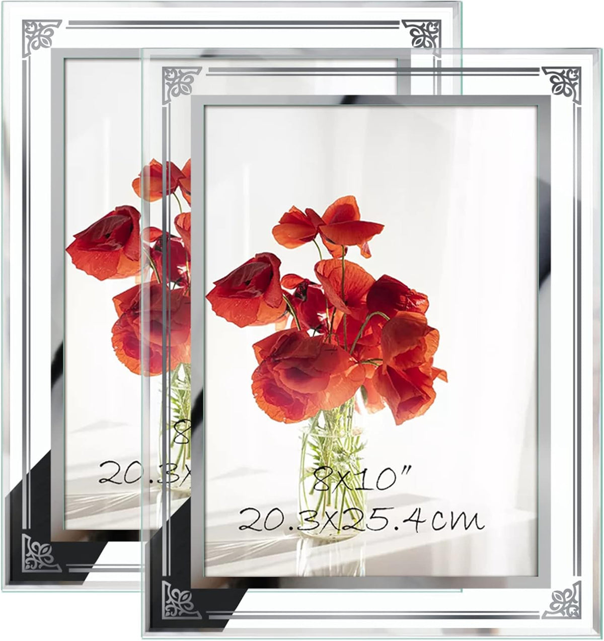 Juego de 2 marcos de fotos HORLIMER de 8x10 pulgadas, marcos de cristal de 8 x 10 pulgadas para mesa, para colocar horizontal o verticalmente.