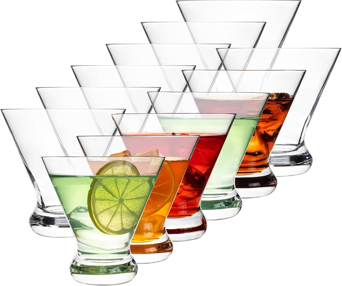 Juego de 12 copas de martini YARYOUNG, copas de cóctel de martini sin tallo de 237 ml (8 oz), copas de cóctel modernas para bar/margarita/whisky/ginebra/tequila/cosmopolitan, aptas para lavavajillas, juego de regalo de cristalería para martini sin tallo.