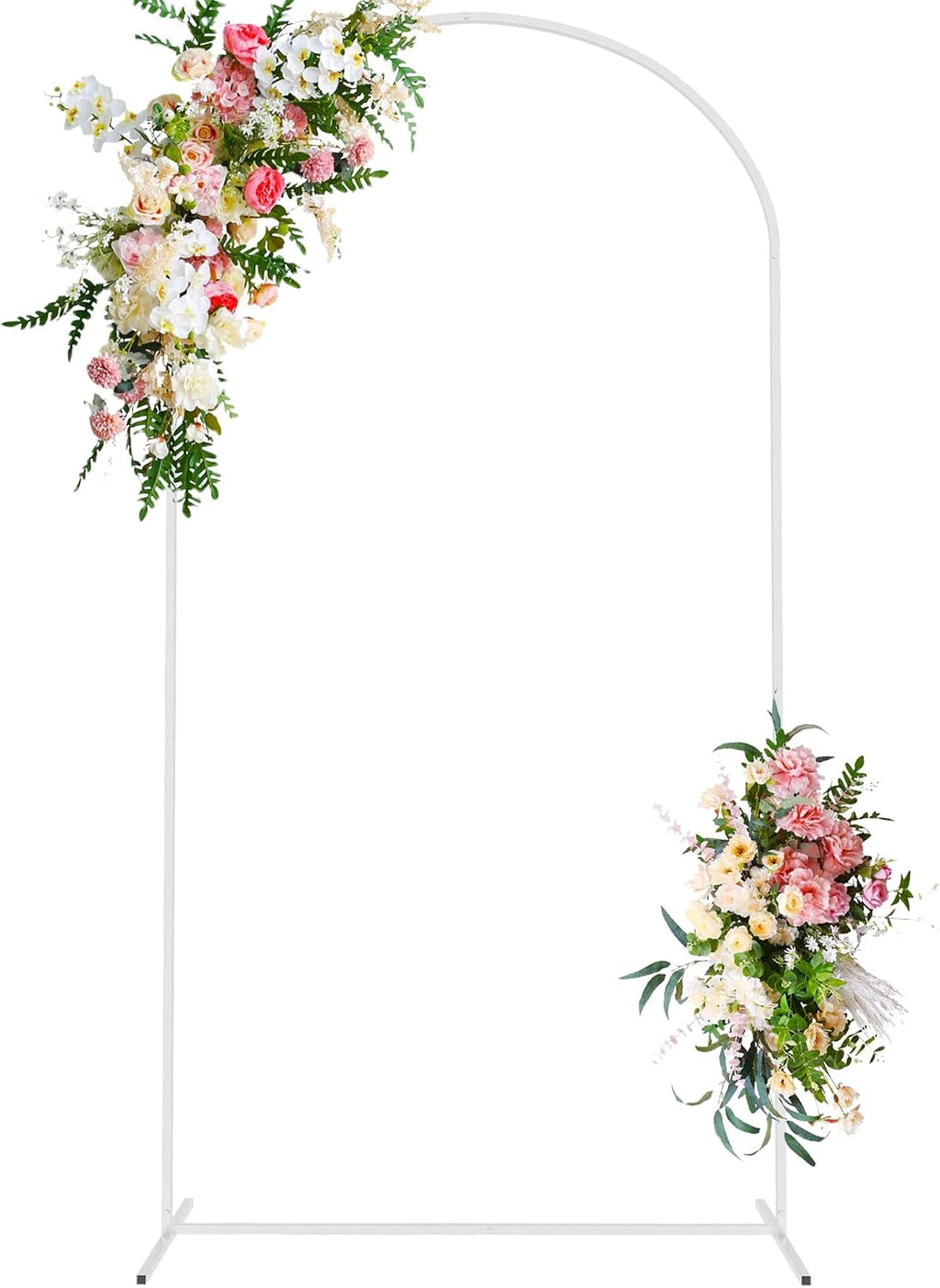 Soporte para fondo de arco de boda Wokceer de 2,2 m (7,2 pies) de metal blanco Chiara para fotomatón de ceremonia de boda, fiestas de cumpleaños en interiores y exteriores, decoración de jardín con arco floral y globos