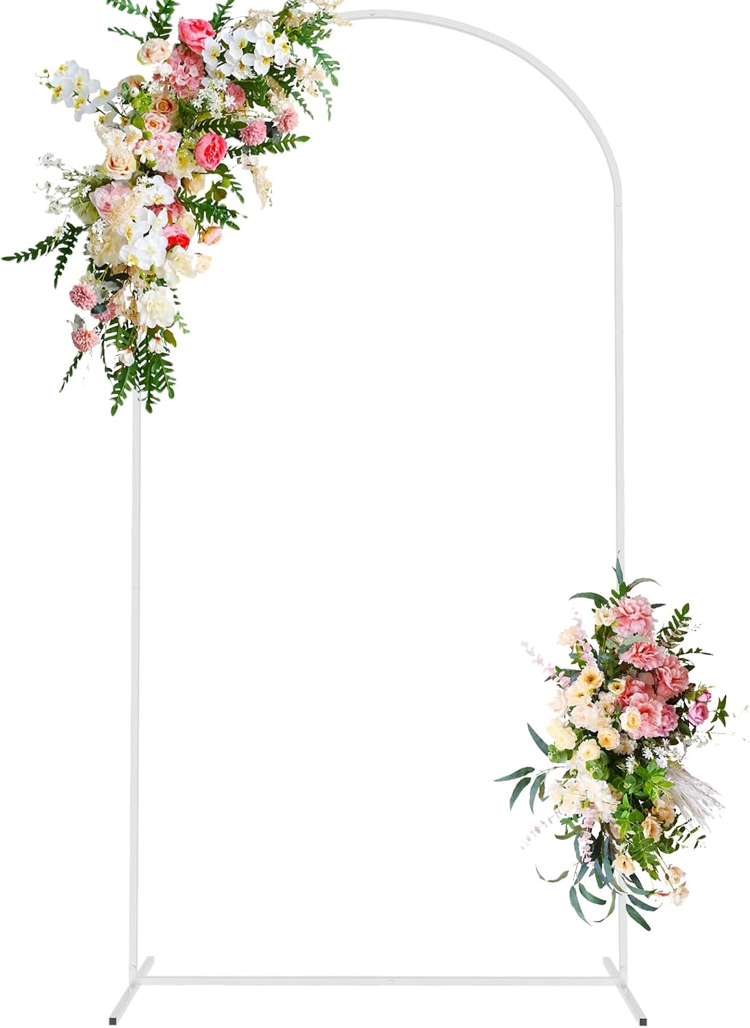 Soporte para fondo de arco de boda Wokceer de 2,2 m (7,2 pies) de metal blanco Chiara para fotomatón de ceremonia de boda, fiestas de cumpleaños en interiores y exteriores, decoración de jardín con arco floral y globos