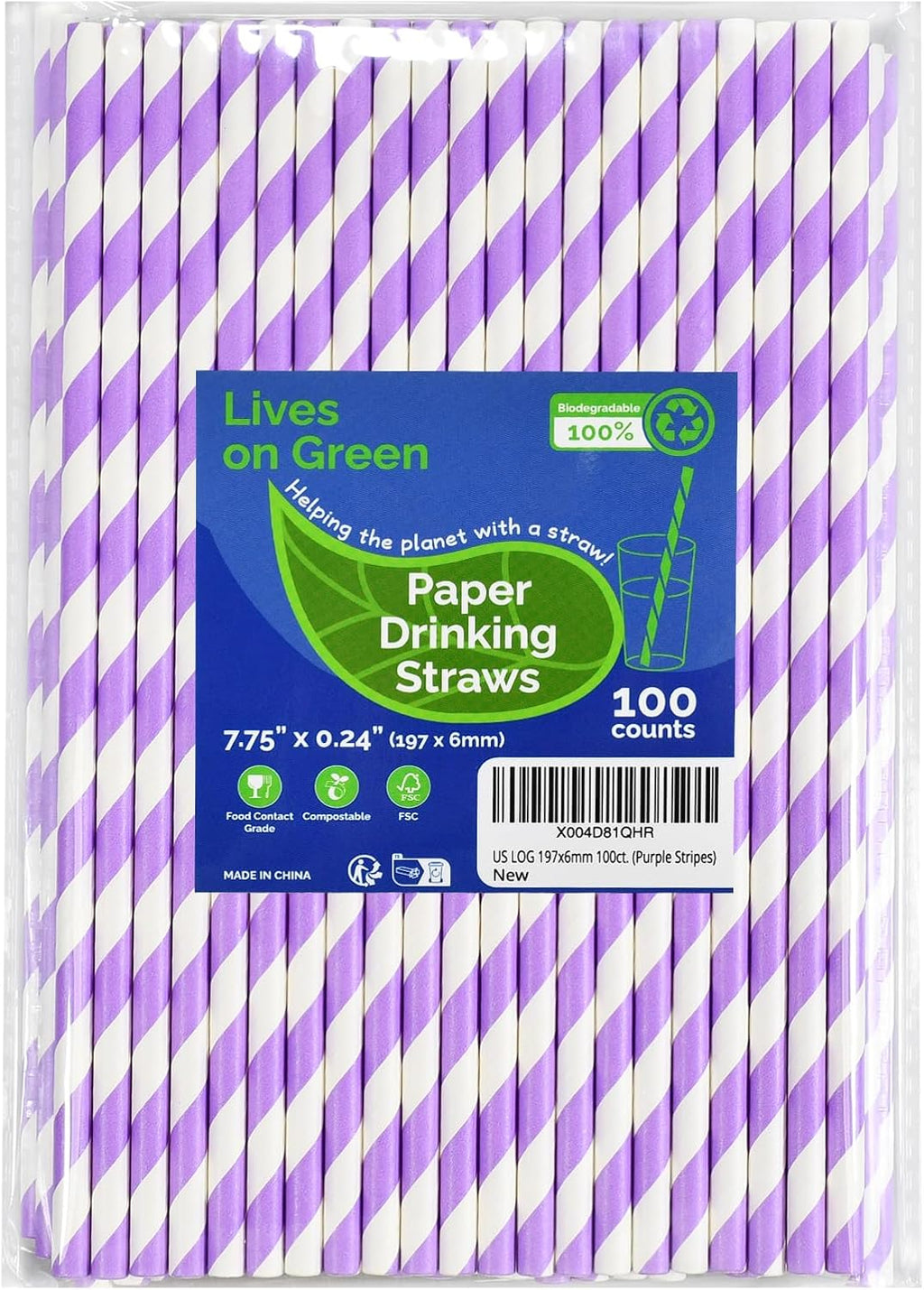 Popotes de Papel Rayados Rosado y Blanco 19.7cm – 100 unidades para Fiestas y Eventos