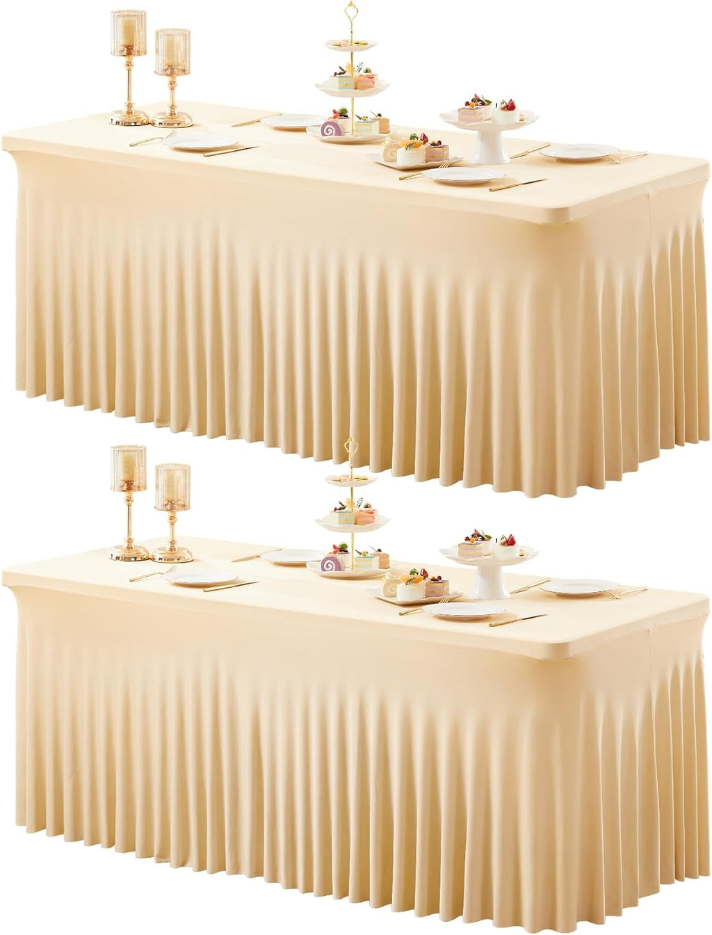Manteles de Spandex Chamán Shillance para Mesa Rectangular de 6 Pies – Set de 2, Sin Arrugas