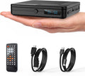 Reproductor de DVD mini Homlab con control remoto - Reproductor de CD/DVD pequeño y compacto HD 1080p multirregión para Smart TV y proyector, con salida HDMI, conector para auriculares, entrada USB 2.0 y compatibilidad con PAL/NTSC.