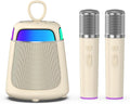 JAMELO Máquina de karaoke para niños y adultos, altavoz Bluetooth portátil con 2 micrófonos de karaoke inalámbricos, sonido estéreo de 360°, 8 horas de reproducción, luz RGB, regalo para cumpleaños, fiestas en casa y reuniones al aire libre