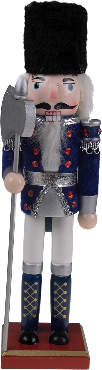 Clever Creations Silver King 10 Inch Traditional Wooden Nutcracker, Festive Christmas Décor for Shelves and Tables