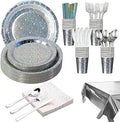 Set Vajilla Desechable 201 Piezas Silver Star | Para Fiestas hasta 25 Personas