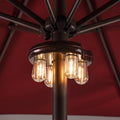 Lámpara para sombrilla de patio Nora® Gift con bombillas LED Edison, funciona con pilas, inalámbrica, para exteriores, con 2 modos de iluminación para jardín, patio, terraza, camping o barbacoa - Marrón (1 unidad)