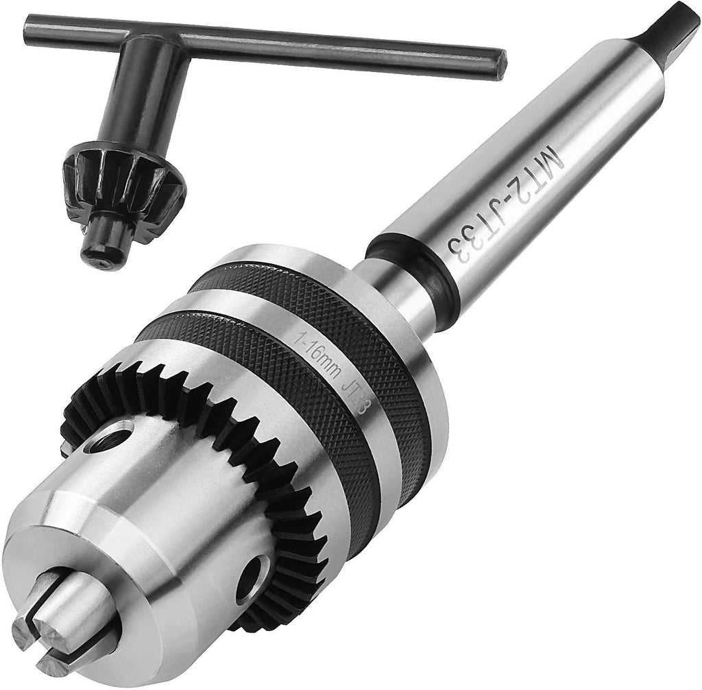 Portabrocas Acrux7 de 1/32" a 5/8" MT2 para torno, portabrocas JT33 con cono Morse, mandril de 2" y llave de portabrocas.