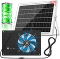 Ventilador solar con batería de 15000 mAh y temporizador, extractor solar de alta velocidad de 25 W y 3500 RPM, ventilación impermeable y silenciosa para gallineros, invernaderos, cobertizos, casetas de mascotas y ventanas.