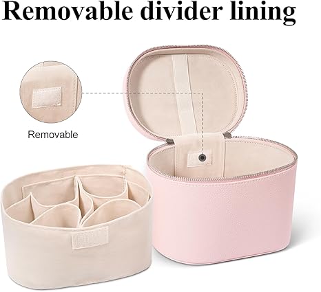 ⚠️ NOTA: DEFECTO EN LA AGARRADERA, NO AFECTA SU FUNCIONAMIENTO – Bolsa de Maquillaje y Neceser de Viaje Portátil con Compartimentos Desmontables – Organizador Cosmético Estilo Rosa Cute
