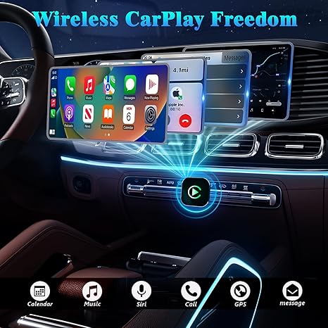 iGENJUN Adaptador CarPlay Inalámbrico 2026 – Diseño Mini, Plug & Play USB/USB-C, Conexión Rápida y Estable para iPhone y Android