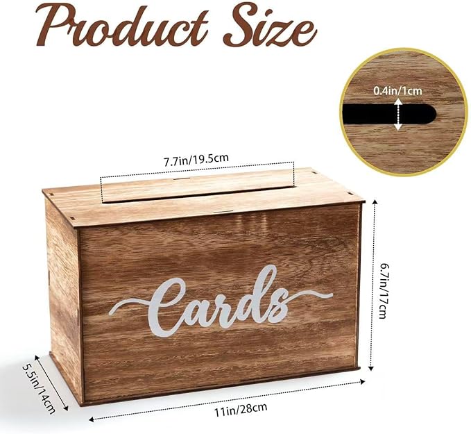 Caja de Madera para Tarjetas de Boda | Rústica | +120 Tarjetas | Bodas y Eventos
