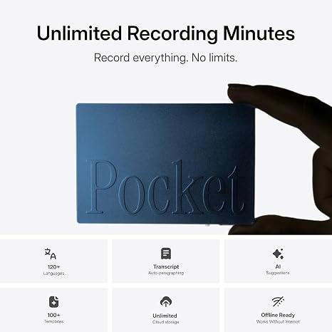 Pocket Grabadora de voz AI y asistente inteligente - Transcripción automática, resúmenes y elementos de acción