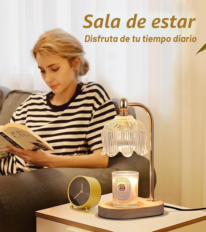 Lámpara Calentadora de Velas MEIXISUE Dorada con Timer y Dimmer – 2 Bombillas | Decoración Hogar