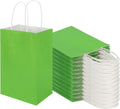Paquete de 100 bolsas de papel kraft pequeñas de 5.25 x 3.25 x 8.25 pulgadas con asas, bolsas de regalo Toovip para recuerdos, tiendas de comestibles, fiestas, cumpleaños, compras, negocios, regalos, artesanías, mercancía, bolsas para llevar.