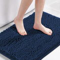H.VERSAILTEX Alfombra de baño azul marino, tapete de baño antideslizante para suelo de baño, alfombra de baño extra gruesa de felpilla de 17 x 24 pulgadas, absorbente, suave, peluda, lavable