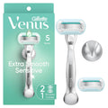 Gillette Venus Extra Smooth Sensitive para Mujer - Mango Metálico + 2 Recambios y Soporte Ducha