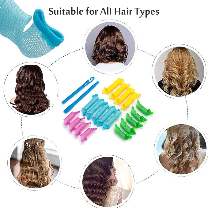 Set 40 Rulos en Espiral sin Calor para Rizos Naturales y Ondas DIY