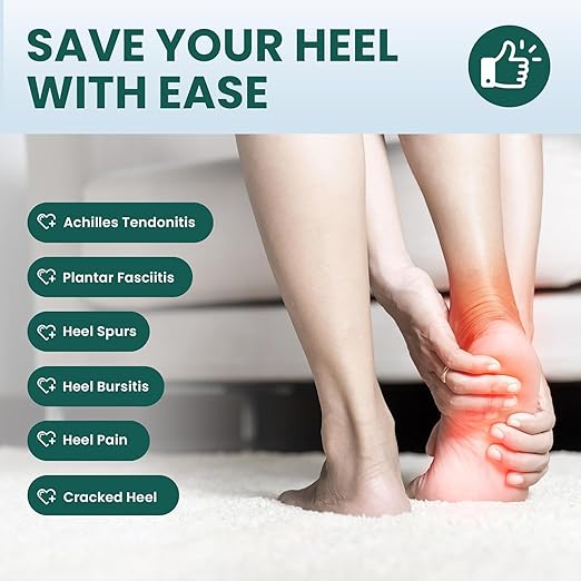 Welnove 2 protectores de talón, almohadillas para el talón, soporte de talón para dolor de talón de fascitis plantar, espolón de talón, tendinitis, tacones agrietados