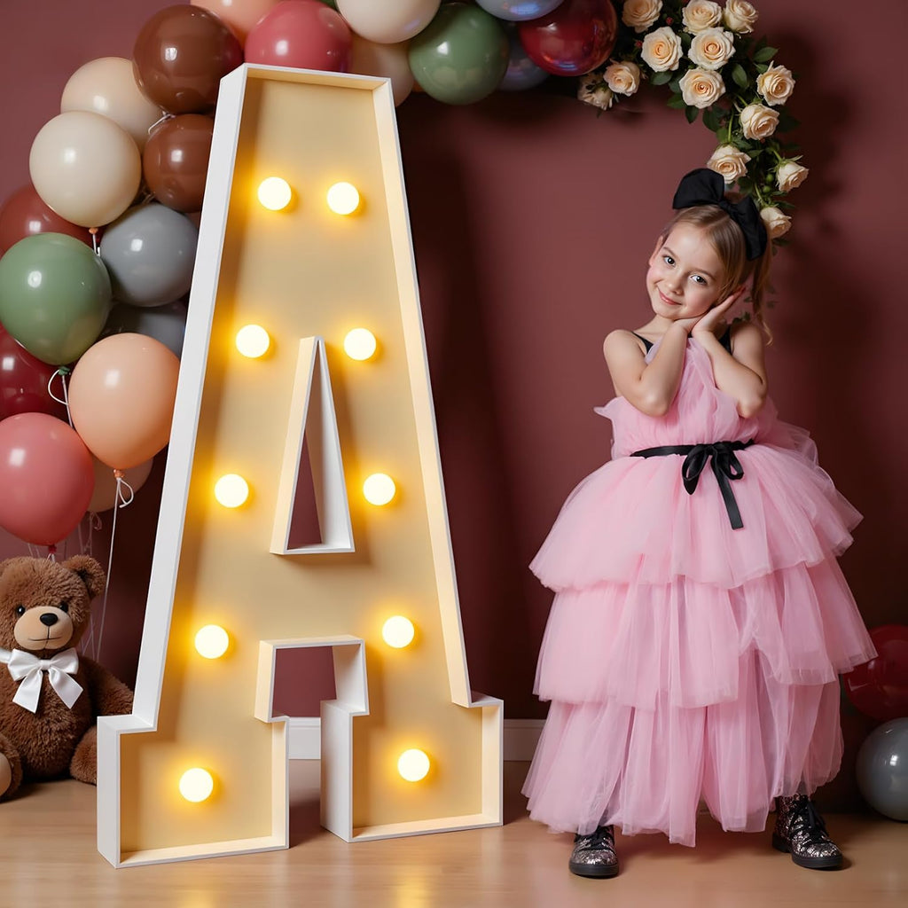 Letras luminosas grandes de 4 pies de imprsv para decoración de fiestas de cumpleaños y bodas, letra A para decoración de fiestas, kit de arcos de letreros grandes para decoración.