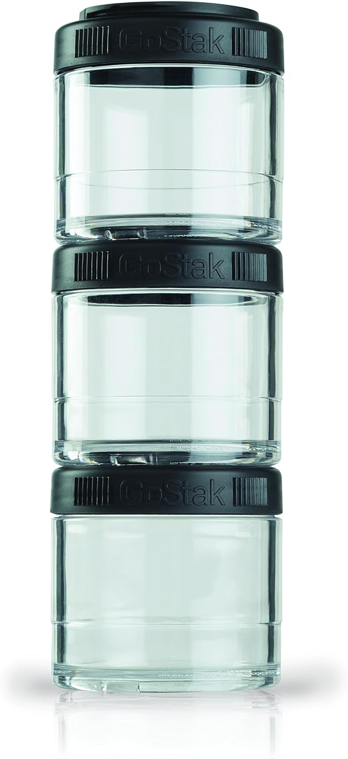 Frascos de Almacenamiento BlenderBottle GoStak Twist n' Lock 150cc — Pack de 2, Color Blanco