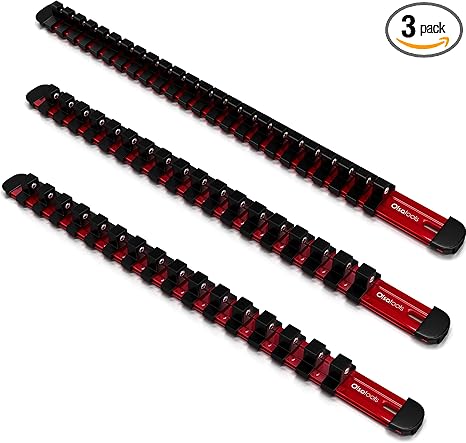 Organizador de Dados Olsa Tools | Aluminio Anodizado | 1/4", 3/8", 1/2" | Pack 2 Rieles