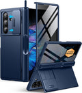 BERFY for Z Fold 7 Case with Stylus and Pen Holder, [Anti Spy] Hidden Kickstand & Slide Camera Cover & Hinge Protective, Full Body Shockproof Slim Hard Phone Case for Samsung Galaxy Z Fold 7, Blue